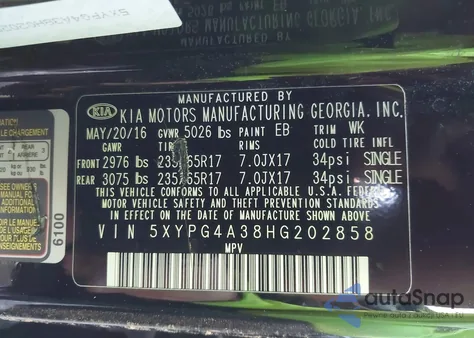 2017 Kia Sorento 2.4L Lx from USA, damaged, VIN 5XYPG4A38HG202858